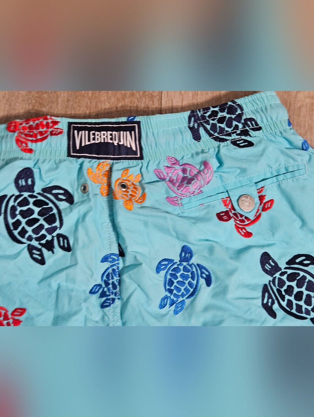 Vilebrequin Moorea Turtle Print Swim Trunks Shorts Blue size XL - Picture 7 of 8
